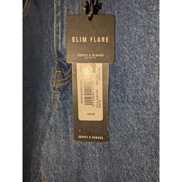 Supply & Demand Reyer Slim Flare Mens Size M 32 32x32 Blue Denim Jeans Pants NWT - Picture 5 of 7
